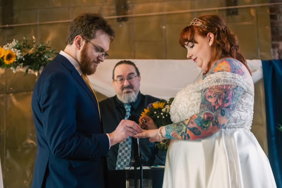 Paul performing Catherine and Sean's wedding