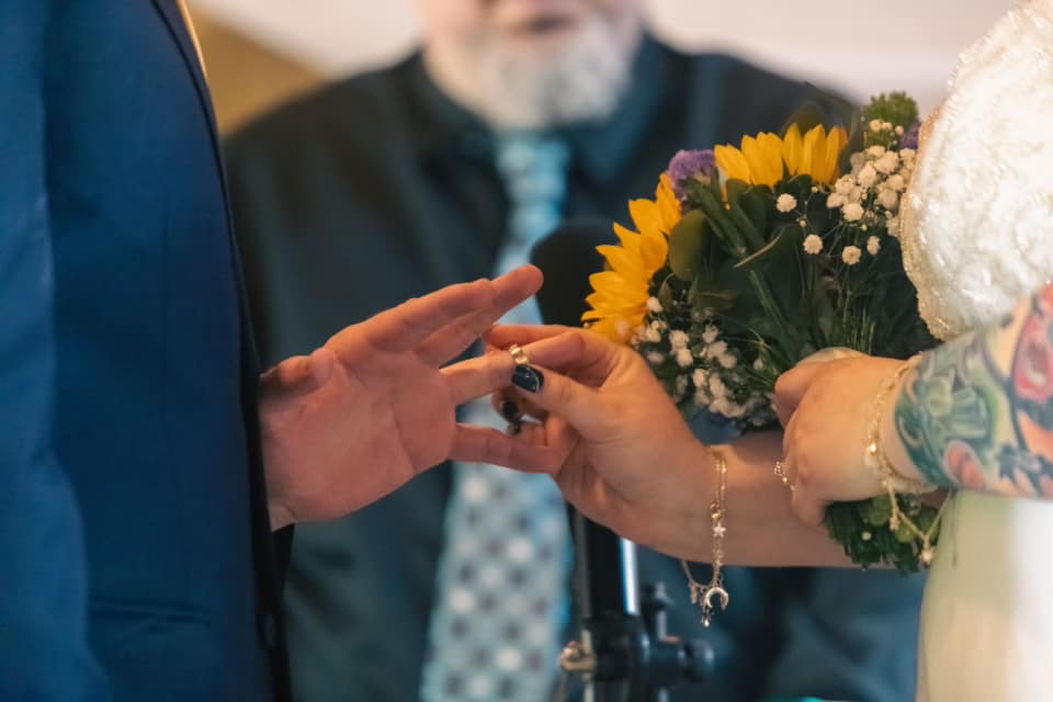 Paul performing Catherine and Sean's wedding